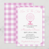 Pink Gingham Golf Baby Girl Shower 招待状 (正面/裏面)