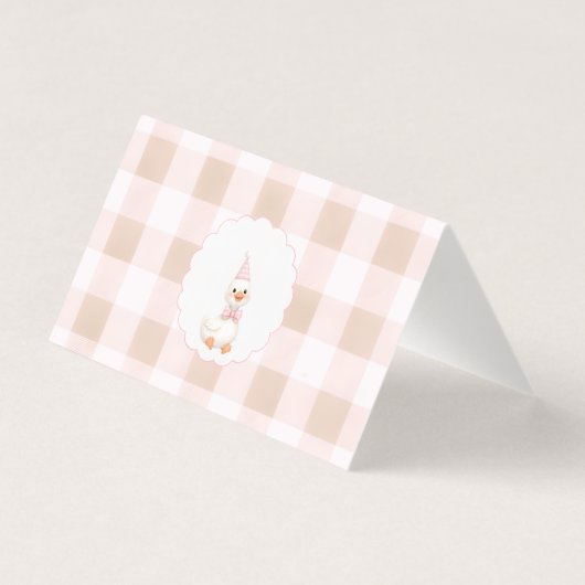 Pink Gingham Goose Baby Shower Folded Thank You  (裏面)