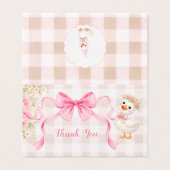 Pink Gingham Goose Baby Shower Folded Thank You  (外部フラット)