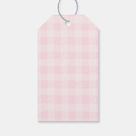 Pink Gingham Goose Birthday party ギフトタグ (裏面)