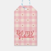 Pink Gingham Hearts Valentine  ギフトタグ (正面)
