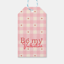 Pink Gingham Hearts Valentine  ギフトタグ