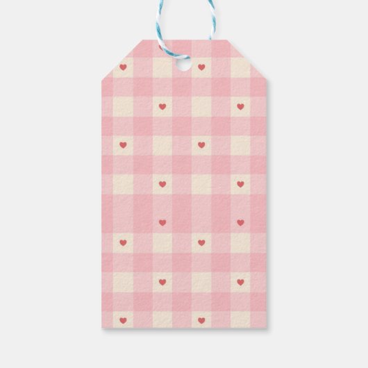 Pink Gingham Hearts Valentine  ギフトタグ (裏面)