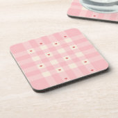 Pink Gingham Hearts Valentine  コースター (左側)