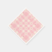 Pink Gingham Hearts Valentine  スタンダードカクテルナプキン (角)