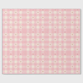 Pink Gingham Hearts Valentine Wrapping Paper ラッピングペーパー (フラット)