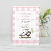 Pink Gingham Let's Par-Tee Golf  Birthday Party  招待状 (スタンド正面)