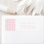 Pink Gingham Monogram Personalized ラベル (インサイチュ)