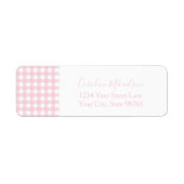 Pink Gingham Monogram Personalized ラベル (正面)