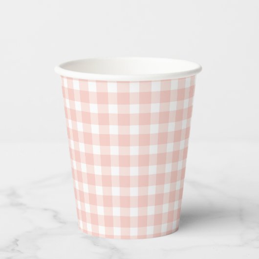 Pink Gingham Paper Cups 紙コップ (正面)