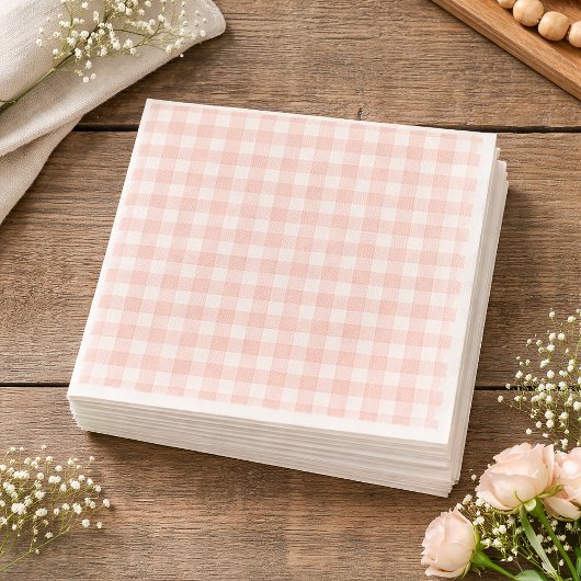 Pink Gingham Paper Napkins スタンダードランチョンナプキン