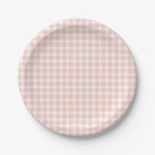Pink Gingham Paper Plates ペーパープレート (正面)