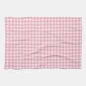 Pink Gingham Pattern Girly Check Plaid Checkered キッチンタオル (横)