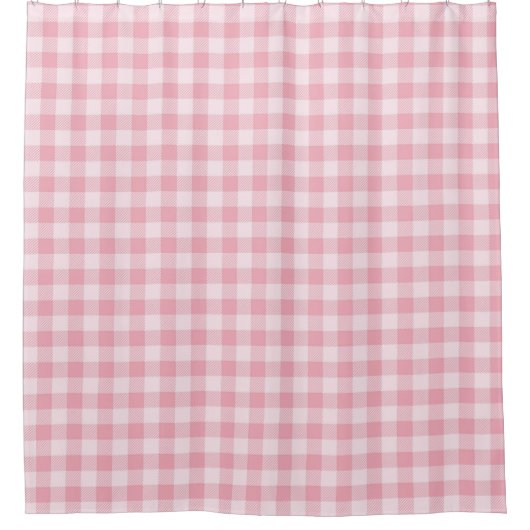 Pink Gingham Pattern Girly Check Plaid Checkered シャワーカーテン (正面)
