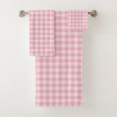 Pink Gingham Pattern Girly Check Plaid Checkered バスタオルセット (インサイチュ)
