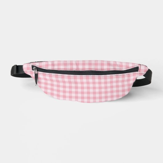 Pink Gingham Pattern Girly Check Plaid Checkered ファニーパック (正面)