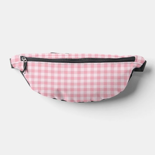 Pink Gingham Pattern Girly Check Plaid Checkered ファニーパック (レイダウン)