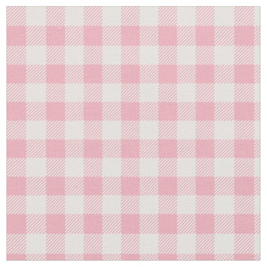 Pink Gingham Pattern Girly Check Plaid Checkered ファブリック (クローズアップ)