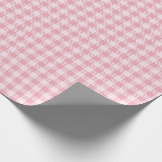 Pink Gingham Pattern Girly Check Plaid Checkered ラッピングペーパー (角)