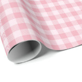 Pink Gingham Pattern Girly Check Plaid Checkered ラッピングペーパー (ロールコーナー)