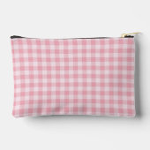 Pink Gingham Pattern Girly Checkered Plaid Name アクセサリーポーチ (裏面)