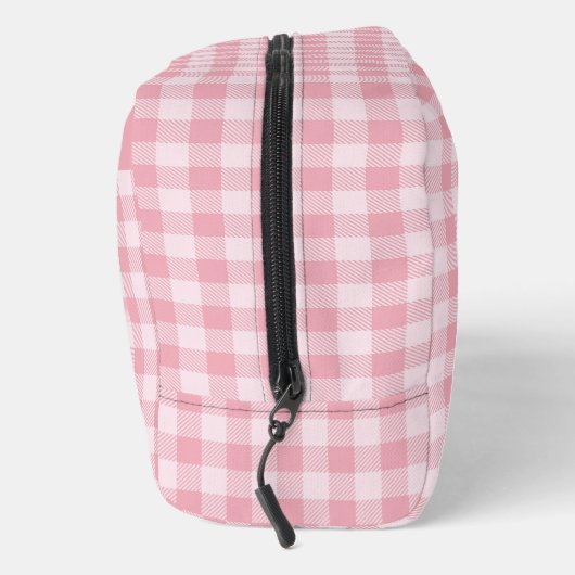 Pink Gingham Pattern Girly Checkered Plaid Name ドップキット (右)