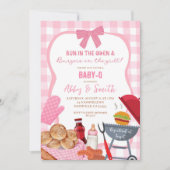 Pink Gingham Plaid BabyQ baby shower Invitation 招待状 (正面)