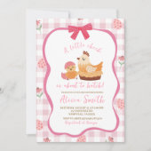 Pink Gingham Plaid Chick Baby Shower Invitation 招待状 (正面)