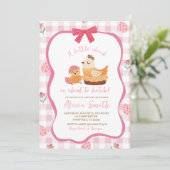 Pink Gingham Plaid Chick Baby Shower Invitation 招待状 (スタンド正面)
