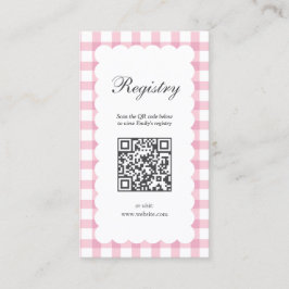 Pink Gingham Plaid Girl Baby Shower Registry エンクロージャーカード