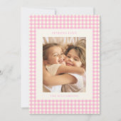 Pink Gingham Plaid Portrait Photo Valentine Love シーズンカード (正面)