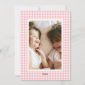 Pink Gingham Plaid Portrait Photo Valentine Love シーズンカード (裏面)