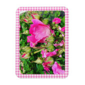 Pink Gingham Plaid Rose Garden Photo マグネット (縦)