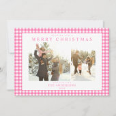 Pink Gingham Plaid Two Photo シーズンカード (正面)