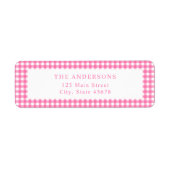 Pink Gingham Return Address ラベル (正面)