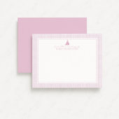 Pink Gingham Sailboat Nursery Note Card 案内状