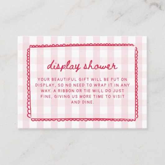 Pink Gingham Scribble Frame Display Shower エンクロージャーカード (正面)