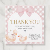 Pink Gingham Silly Goose Baby Shower フェイバータグ (正面)