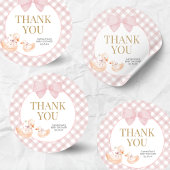 Pink Gingham Silly Goose Baby Shower ラウンドシール