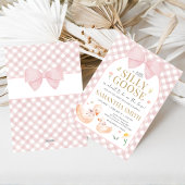 Pink Gingham Silly Goose Baby Shower 招待状