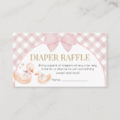 Pink Gingham Silly Goose Baby Shower Diaper Raffle エンクロージャーカード (正面)