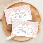 Pink Gingham Silly Goose Baby Shower Diaper Raffle エンクロージャーカード