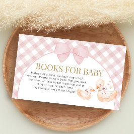 Pink Gingham Silly Goose Shower Books for Baby エンクロージャーカード