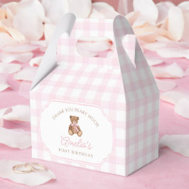 Pink Gingham Teddy Bear Beary First Birthday フェイバーボックス