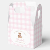 Pink Gingham Teddy Bear Beary First Birthday フェイバーボックス (オープン)