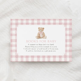 Pink Gingham Teddy Bear Books for Baby エンクロージャーカード