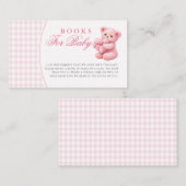 Pink Gingham Teddy Bear Neutral Baby Shower エンクロージャーカード (正面/裏面)