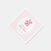 Pink Gingham Teddy Bear Neutral Baby Shower スタンダードカクテルナプキン (角)