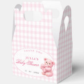 Pink Gingham Teddy Bear Neutral Baby Shower フェイバーボックス (見開き)