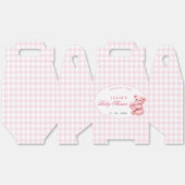 Pink Gingham Teddy Bear Neutral Baby Shower フェイバーボックス (見開き)